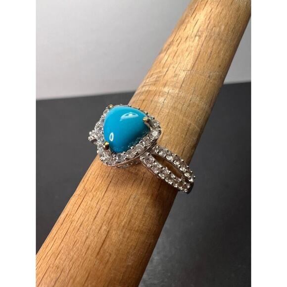 Chuck Clemency Sleeping Beauty turquoise ring in platinum over 925 silver size 8 - Picture 11 of 11